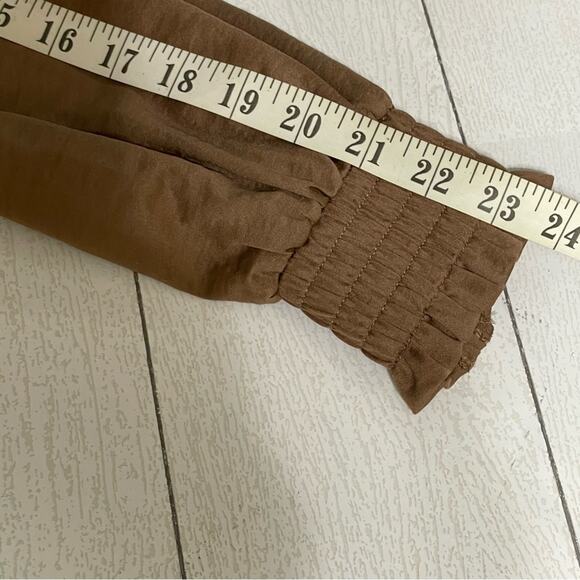 OLIVIA GREY Taupe Brown Gathered Bomber Jacket  Chic & Cozy  Size Small - Picture 7 of 11